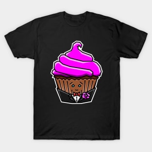 Cute Chocolate Cupcake in a Tuxedo with Pink Icing Gift - Cupcake T-Shirt